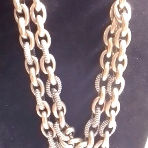 J Crew light Chrome Color Double Strain Link Chain Rhinestones Embleshments